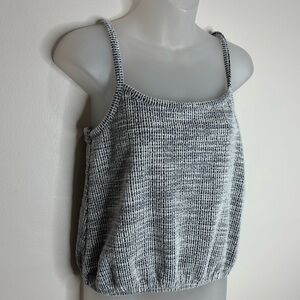 Loft cotton blend sleeveless crop tank top grey white size XS